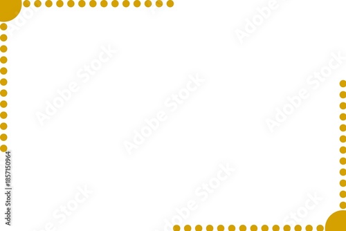 Simple golden dots border frame with white background. photo frame