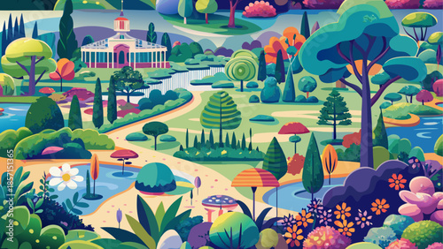 Vibrant garden with colorful flora