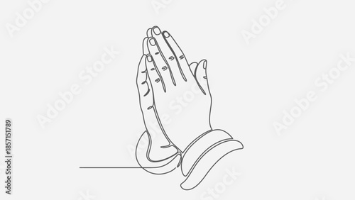 Praying Hands Line Art Illustration, Spiritual Gesture, Hope, Faith, Religion