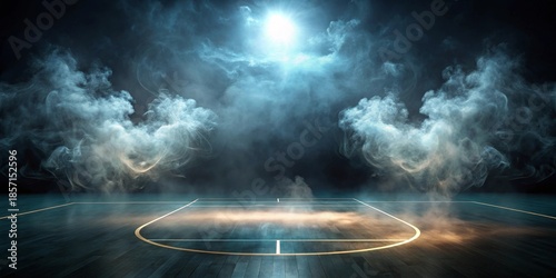 Mysterious Smoky Court An Eerie Atmosphere on a Hardwood Floor, Ready for the Game