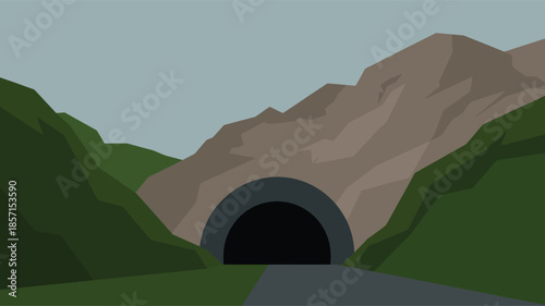 Tunnel entrance in mountainous landscape