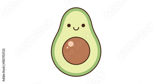 Cute and Playful Cartoon Avocado Character with Happy Facial Expression