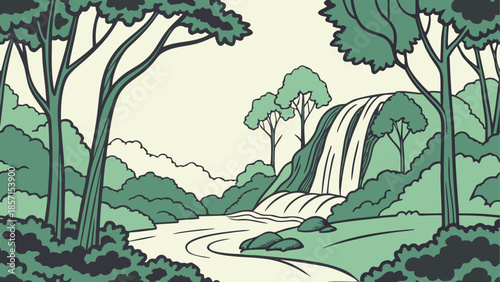 Serene forest waterfall