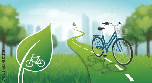 Eco-Friendly Bicycle and Green Pathway in Nature Promoting Sustainable Transportation