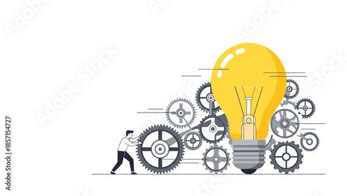 Strategic process of idea generation and innovation through collaborative mechanical gears