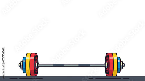Colorful Flat Design Barbell Illustration for Fitness, Strength, and Workout Themes