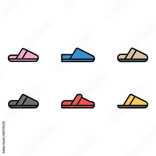 Collection of different colored slippers