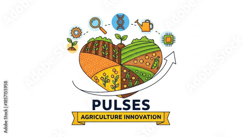 Heart shaped agriculture innovation concept showing crop rotation and scientific research vector illustration for farming and food in