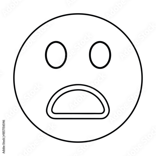 A simple line drawing of a shocked or surprised emoji face.