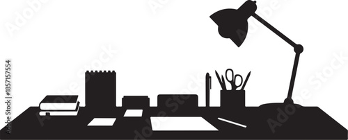 organized workspace with office supplies