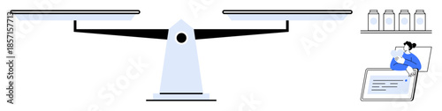 Decision-making concept. Decision-making processes with balance scale and professional analysis. Decision-making in business planning, problem-solving, strategy, and personal finance. include