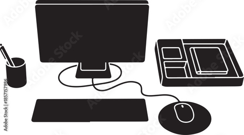 Modern computer setup workplace technology tools
