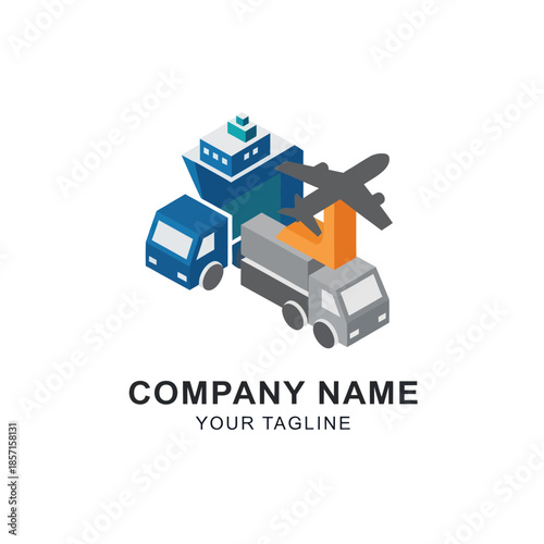 Logistics Transportation Truck Ship Airplane Graphic.