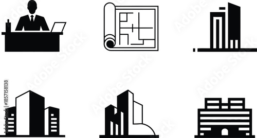 Business and Architecture Office, Blueprint, and Buildings