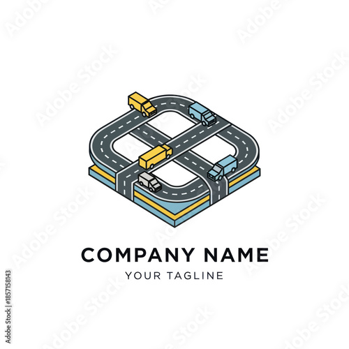 Stylized Road Network Logo Design Element.