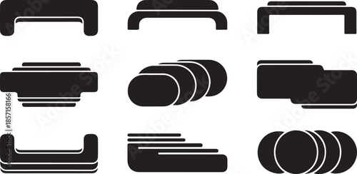 collection of black pipe fittings icons