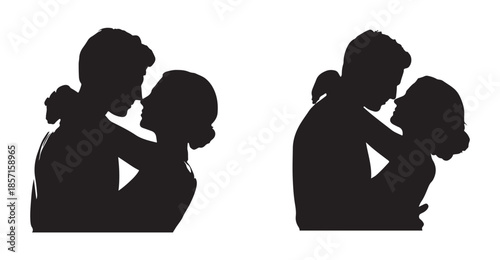 Couple kissing and embracing each other showing love and affection romantic moment silhouette