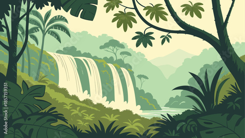 Lush jungle waterfall