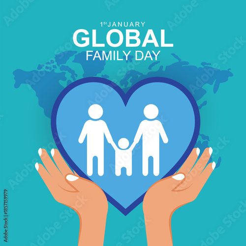 Global Family Day background with parents and children celebrating togetherness love
