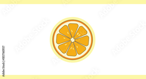 Illustration of a sliced orange with bright colors and simple design for healthy food themes