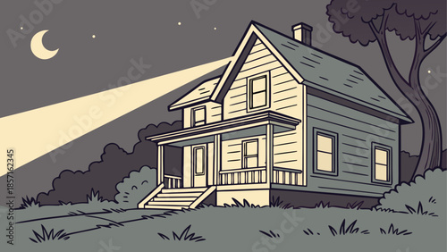 Serene nighttime cottage