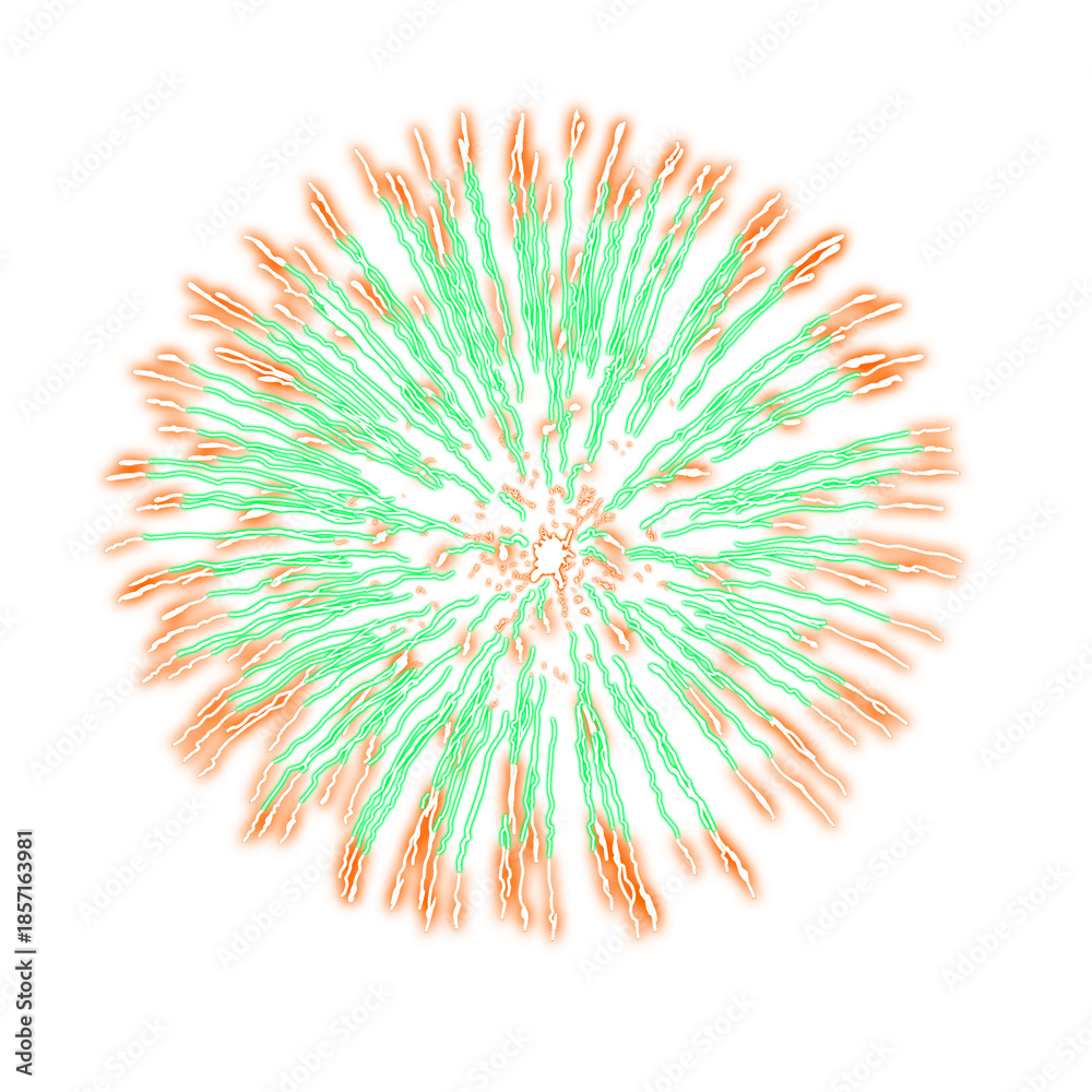 Obraz premium Green-Orange Firework Radiance in Night Sky -new Year png 