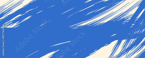 Vector blue bold curly brush stroke background. Hand drawn grunge texture with rough thick squiggle or curved brush line. Funky marker curly line background. Abstract contemporary poster.