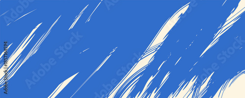 Vector blue bold curly brush stroke background. Hand drawn grunge texture with rough thick squiggle or curved brush line. Funky marker curly line background. Abstract contemporary poster.