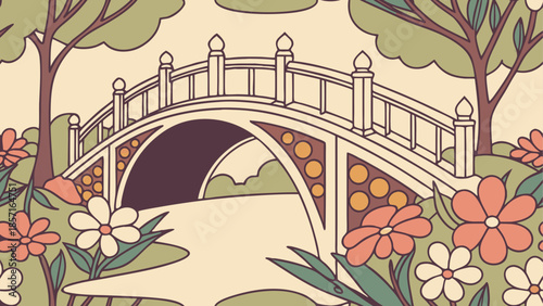 Serene garden bridge