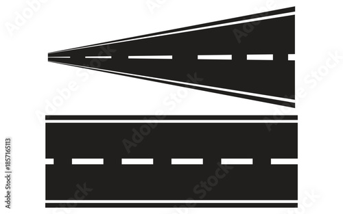 WebSeamless Horizontal Asphalt Road Vector with Winding Highway Markings Isolated on Background – Transport and Infrastructure Illustration