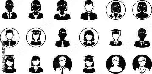 Student icon vector set. Profile and people silhouette collection. Transparent background EPS version.