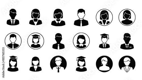 Student icon vector set. Profile and people silhouette collection. Transparent background SVG version.