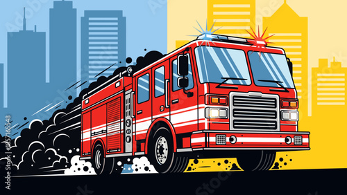 Fire truck responding to emergency in city