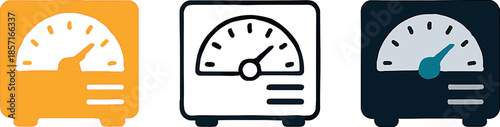 Three Speedometer Icons Set