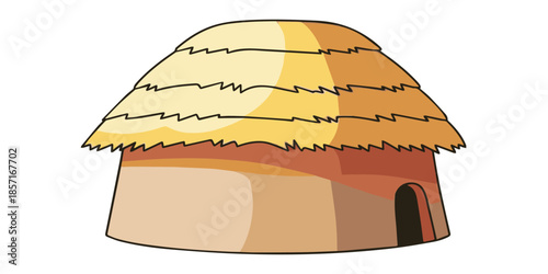Traditional straw hut illustration showcasing simple rural archi