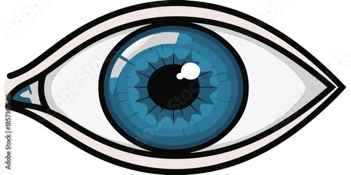 Human eye illustration featuring precise outlines, balanced prop