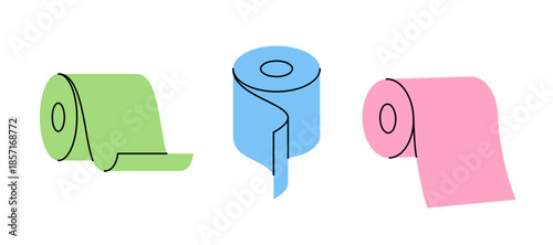 Paper rolls. Toilet papers, napkins, wipes and other hygiene products. Vector illustration