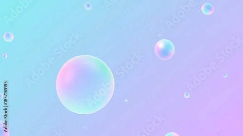 Wallpaper Mural Iridescent bubbles floating against a gradient blue and purple background Torontodigital.ca