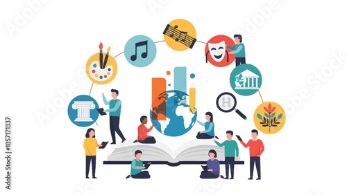 Diverse Learning Concepts: Education, Arts, Science, Culture, Music, and Nature