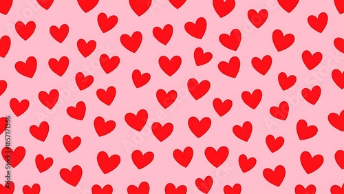 Red hearts on pink background