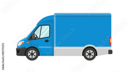 Blue Delivery Van with Cargo Box - Transportation and Logistics