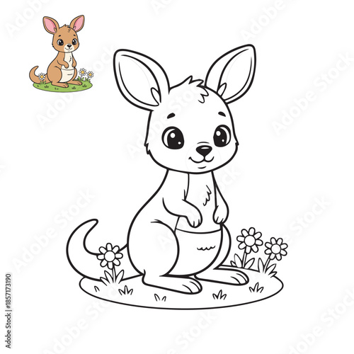 Cute Kangaroo Cartoon Coloring Page