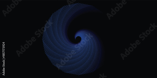 Abstract spiral circles on a dark background. Elegant zigzag art.