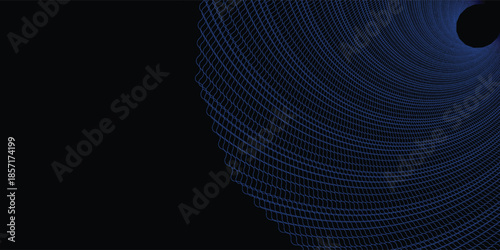 Abstract spiral circles on a dark background. Elegant zigzag art.