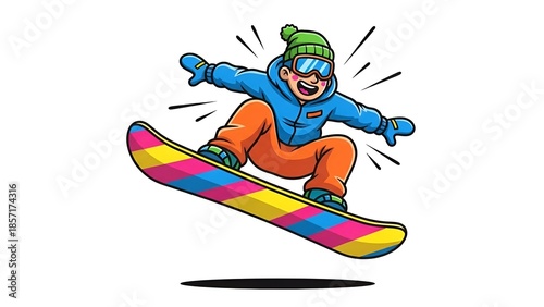 Cartoon Snowboarder in Action