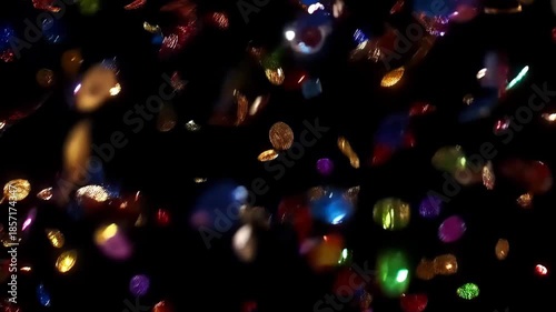 Colorful candy sweet wrapper sparkle glow dark background celebration party with bokeh glitter sparkle jewel light luxury abstract color glamour shine festive magic fantasy celebration party