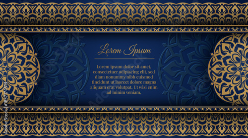 Blue background with gold mandala ornament