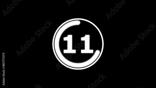 Circle Countdown Timer 16 seconds animation from 16to 0 seconds, 16 Seconds countdown timer, Round Countdown Timer Interface Animation on Dark Background.