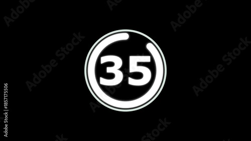 Circle Countdown Timer 40 seconds animation from 40 to 0 seconds, 40 Seconds countdown timer, Round Countdown Timer Interface Animation on Dark Background.