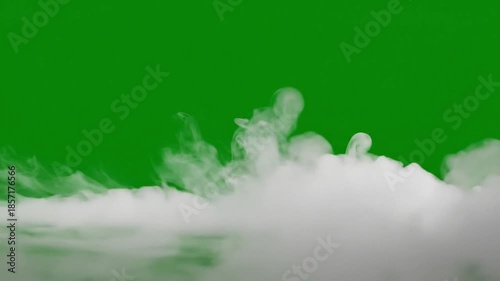 White Fog and Mist Flowing on Green Screen